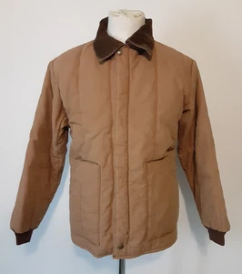 Vtg Key Quilted Chore Coat Medium Brown Cotton Canvas Work Jacket Made in USA - Picture 1 of 17