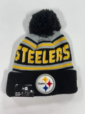 NEW ERA  X NFL ' PITTSBURGH STEELERS REMOVABLE POM BEANIE ' BLACK/YELLOW - Image 1 of 2