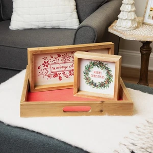 Northlight Juego de 3 Placas de Madera Feliz Navidad Bandeja para Servir Manijas 16 Pulgadas - Imagen 1 de 12