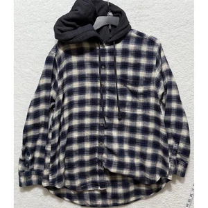 American Eagle Outfitters Herren Flanellhemd mit grauer Kapuze Größe L - Bild 1 von 7