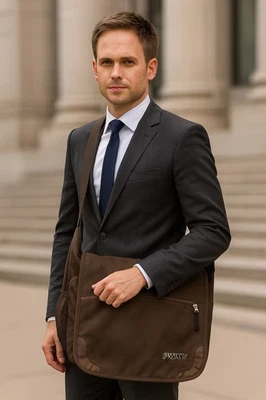 Jansport Blue Grey Laptop Messenger Bag Shoulder Strap Brown - Image 1 of 4