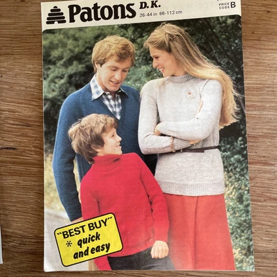 Patons Classic Sweater Double Knitting Pattern 36”-44” Quick & Easy - Image 1 of 2