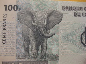 Congo Banknote, 100 Francs Bull Elephant, paper money, Neat animal note - Picture 1 of 5
