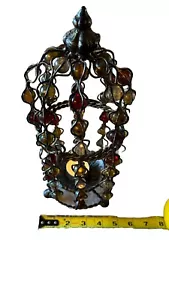 Metal & Beads CANDLE HOLDER Tealight 12” High 4”Wide. - Picture 1 of 11