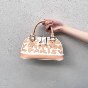 RARE☆☆☆☆Auth LOUIS VUITTON Graffiti AlmaBB M92178 Hand Bag Beige White - Picture 1 of 12