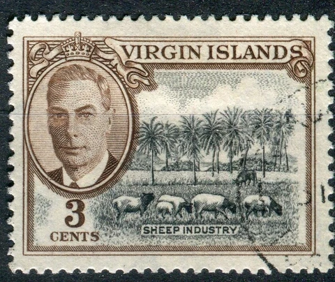 Virgin Islands KGVI 1952 3c black & brown SG138 fine used Cover