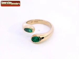 STUNNING 18K YELLOW GOLD & EMERALD VINTAGE COCKTAIL RING SIZE 6.5 FREE US SHIP - Picture 1 of 6