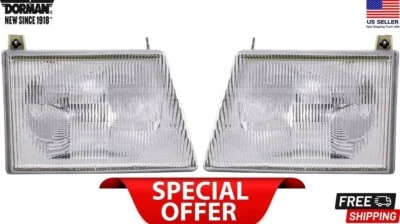 New 2 Headlight Assemblies For FORD E150 E250 E350 E450 E550 ECONOLINE Halogen - Image 1 of 4