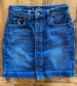 Hollister California Size 00 High Rise Mini Skirt Button Front Denim 23" Waist - Picture 1 of 7