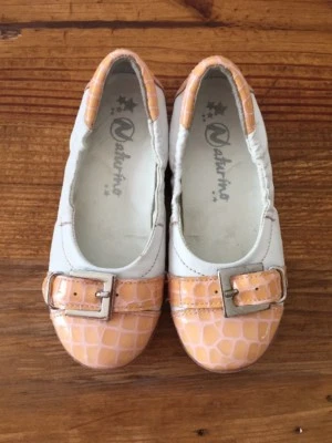 NATURINO Toddler Girl Sz 26/ US 9 Ballet Flats White Peach Pink - Image 1 of 4