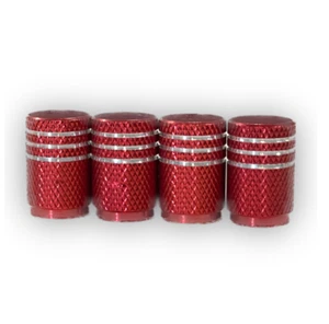 ALUMINIUM VALVE CAP SET OF 4 - COLOURED RED - CTM MUSCLE ACCESSORIES - Picture 1 of 3