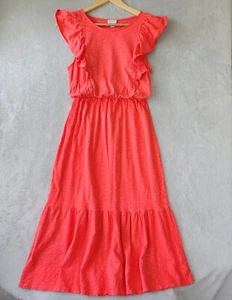 J Crew Dress Womens Small Ruffle Flutter Sleeve Tiered Slub Knit Cotton Sundress - Picture 1 of 7