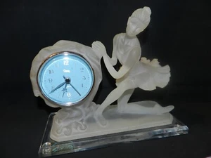 W.ANINA - CRYSTALLINE FROSTED ACRYLIC LUCINE BALLERINA STATUE FIGURINA W/ CLOCK - Picture 1 of 10