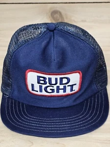 Vtg Bud Light Beer Hat Cap Snap Back Trucker Patch Mesh Made in USA Budweiser - Picture 1 of 16