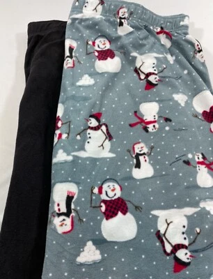 CROFT & BARROW 2 PARES PANTALÓN SALÓN MUÑECOS DE NIEVE GRIS Y NEGRO SÓLIDO TALLA XL Foto 1 de 3