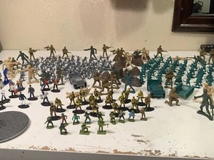 Huge Lot Of Army Men Police Firemen Over 200 Men Jeeps Barricades 1”-2" E5 - Picture 1 of 9
