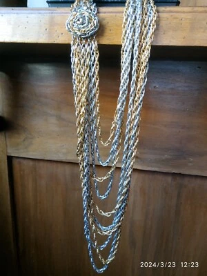 COLLIER VINTAGE 10 FILI LUNGA COLLANA BIJOUX IDEA REGALO - Immagine 1 di 4