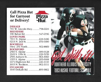 3-1/2" x 4-1/2" FOLDABLE CARD: 1993 NIU NORTHERN ILLINOIS NCAA FOOTBALL SCHEDULE - Image 1 of 2