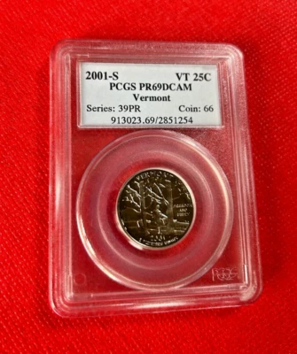2001 S VT 25 CENTS PCGS PR69DCAM VERMONT - Image 1 of 2