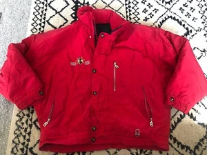 Bogner Canadian Wilds Winter Coat Hooded Red Heavy Warm Ski Jacket Sz 38 VTG - Picture 1 of 13