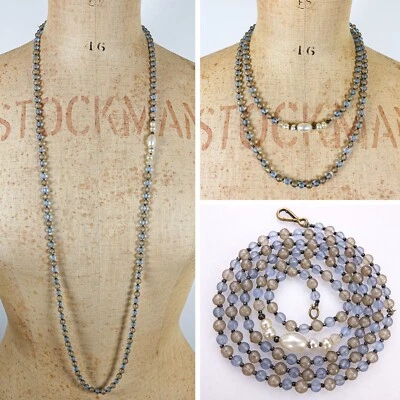 Antik 1900er Ära Glasperlen Halskette Hund Clip Verschluss Kunstperlen Detail vielseitig - Bild 1 von 4