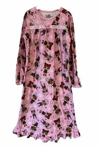 LOL Doll Nightgown Pajamas Girls Sz 8 Pink Soft Pjs Dress Flannel L.O.L Lace Bow - Picture 1 of 11
