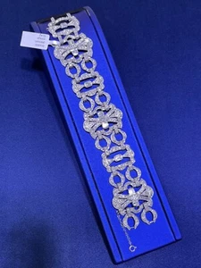 Stunning Vintage Art Deco Platinum 10CT Old Cut Diamond Wide Bracelet 55.4g - Picture 1 of 24