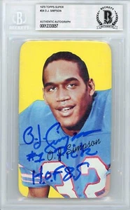 1970 Topps Super O.J. Simpson signierte Rookie-Karte #24 beschriftet #1 Pick BAS RC - Bild 1 von 2
