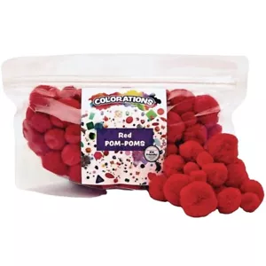 Pom Poms Red Pack of 100 Resealable Bag Crafts Collages Hobbies Sensory Learning - Picture 1 of 2