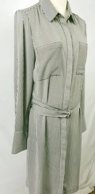 Vestido Camisa Casa Blanca Mercado Negro Talla 8 Blanco y Negro Rayas con Cinturón Foto 1 de 4