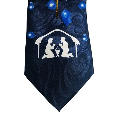 Steven Harris Christmas Silent Night Tie Necktie Christian Religion Nativity - Image 1 of 4