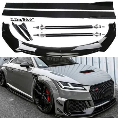 Front Bumper Lip Spoiler Side Skirts Rear Glossy Black For AUDI A8 Foto 1 de 4
