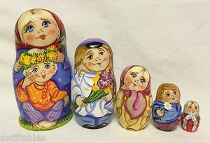Russian Matryoshka Russian Wooden Nesting Dolls - 5 pieces #8 - Picture 1 of 8