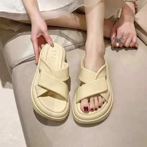 Sandalias Zuecos Bajos Amarillo Plataforma Cómodos De Cuero Sintético 64715 - Imagen 1 de 2