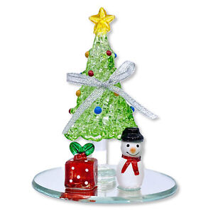 Christmas Holiday Art Glass Figurine Décor, Gift Snowman Gift