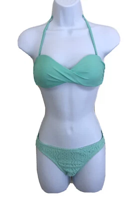 Traje de baño bikini Xhileration talla XS dos piezas verde menta nuevo fondo de ganchillo Foto 1 de 4
