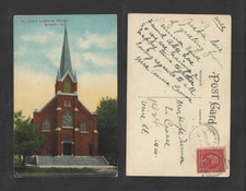 1928 St Johns Luterano Igreja Sumner Iowa Cartão Postal