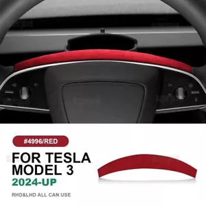 Pegatina de cubierta de volante de gamuza roja para Tesla Model 3 Highland 2024- - Imagen 1 de 9