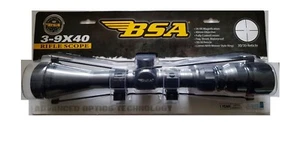 BSA 3-9x40 Air Gun Cannocchiale da puntamento fucile con 11 mm coda di rondine e 20 mm supporti Weaver/Picatinny - Foto 1 di 7
