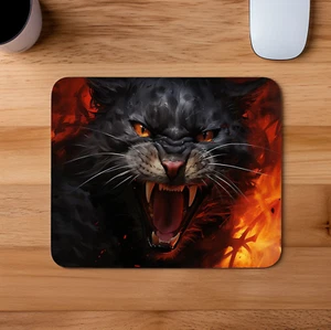 Angry Black Cat Mouse Pad 9.5"x8" Non Slip Rubber Bottom Rectangle Mousepad - Picture 1 of 1
