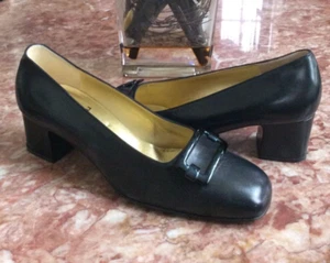 BRUNO MAGLI Black Leather Buckle Accent Slip On Pump Size US 8B EUC, $375 - Picture 1 of 5