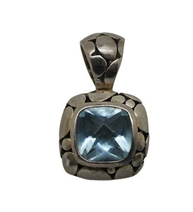 Vintage John Hardy Sterling Silver 925 Aquamarine Necklace Pendant - Picture 1 of 8