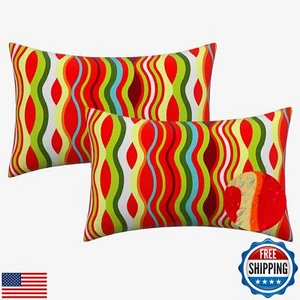 Waterproof Lumbar Support Pillow For Chair 2 Pack Rectangular Outdoor Throw P - Picture 1 of 5