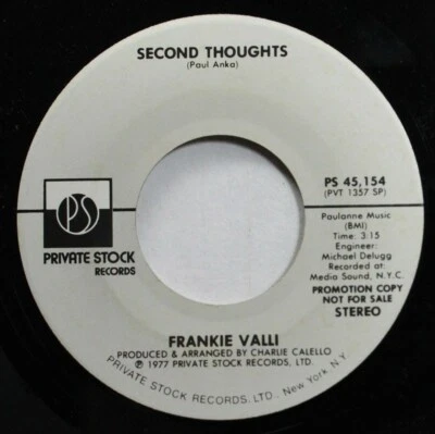 Rock Promo 45 Frankie Valli - Second Thoughts / Sur Private Stock - Photo 1/2