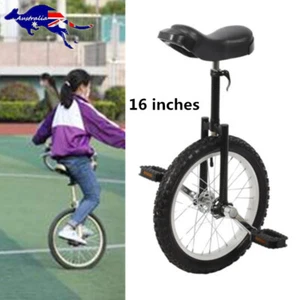 Unicycle Classic Black One Wheel Bike Adjustable Height For Kids Adults Beginner - Picture 1 of 22