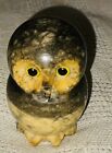 Vintage Hand Carved Alabaster Owl Glass Eyes Made In Italy 4? Stone
