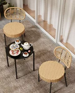  3 Piece Patio Bistro Set, Outdoor Wicker Chairs and Coffee Table Furniture Set - Picture 1 of 7