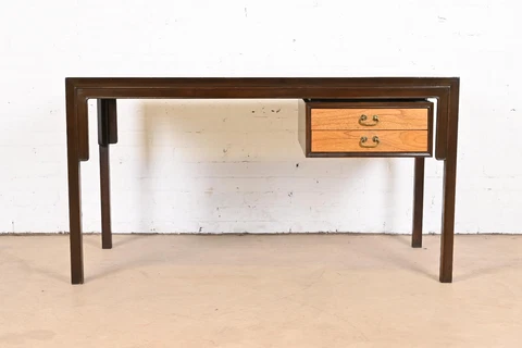Michael Taylor for Baker Furniture Mid-Century Modern Chinoiserie Partner Desk Cover