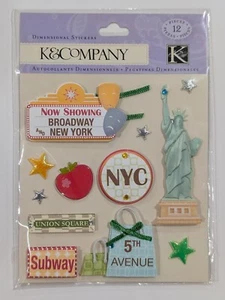 New York City US Travel Broadway Statue Of Liberty Scrapbook Stickers K&Company - Picture 1 of 3