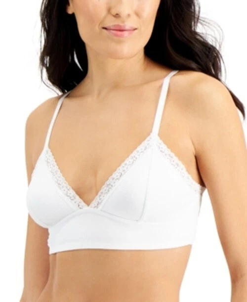 Jenni Women On Repeat Wide Lace Bralette White Size XL